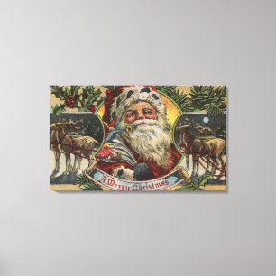 Impressão Em Tela Natal GreetingSanta e rena