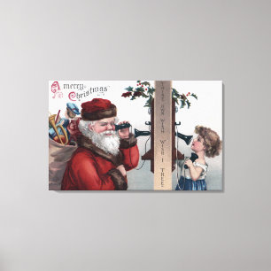 Impressão Em Tela Natal GreetingSanta e telefone