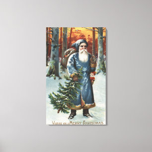 Impressão Em Tela Natal GreetingSanta no azul