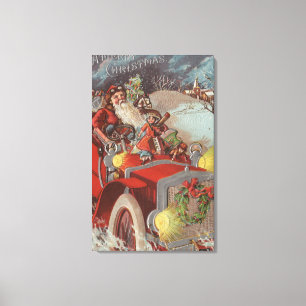 Impressão Em Tela Natal GreetingSanta no carro