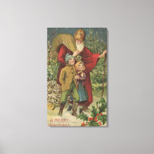 Impressão Em Tela Natal GreetingSanta que anda com miúdos