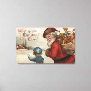 Impressão Em Tela Natal GreetingSanta que fala com menino