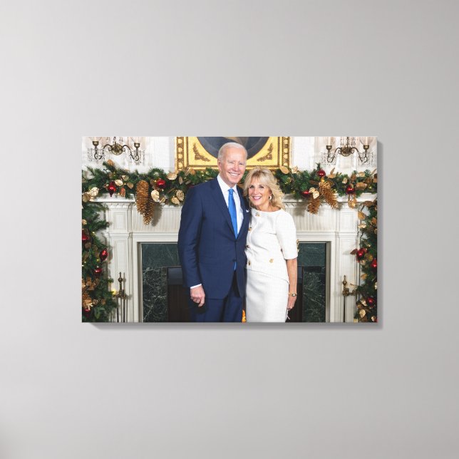 Impressão Em Tela Natal no Casa Branca Presidente Joe Biden Foto (Frente)