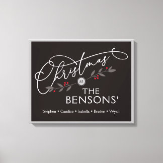 Impressão Em Tela "Natal no" Nome da família Holiday SVG