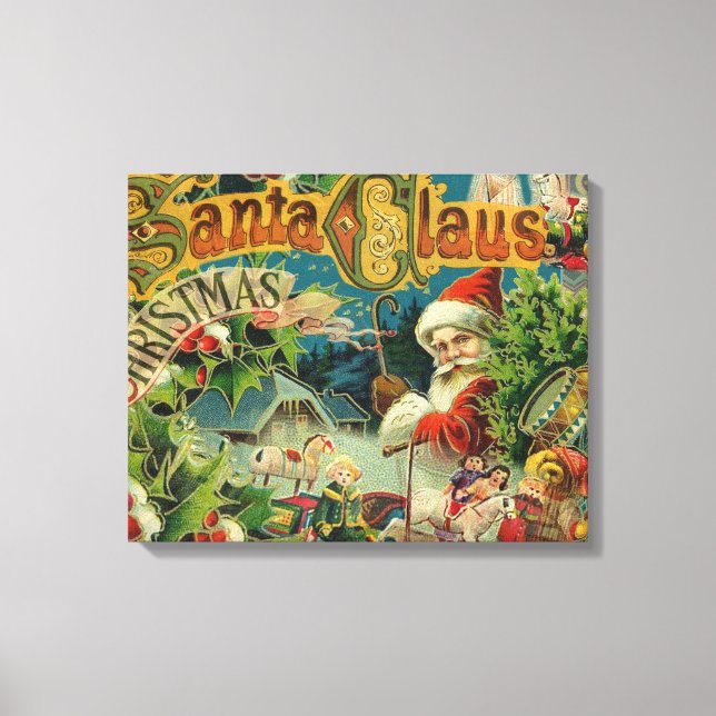 Impressão Em Tela Natal Santa Claus Arte Antiquada (Frente)