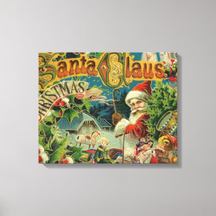 Impressão Em Tela Natal Santa Claus Vintage Antiquado Vitoriano