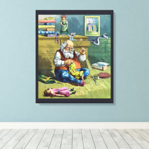 Impressão Em Tela Natal vintage, bonecas do brinquedo do fazer de