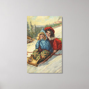 Impressão Em Tela NatalDuas Meninas Dormindo