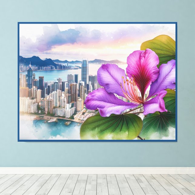 Impressão Em Tela National Flower Bauhinia (Hong Kong) | (Insitu(piso de madeira))