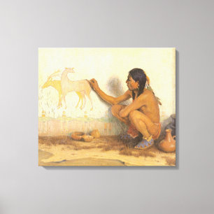 Impressão Em Tela Nativo americano do vintage, artista indiano por