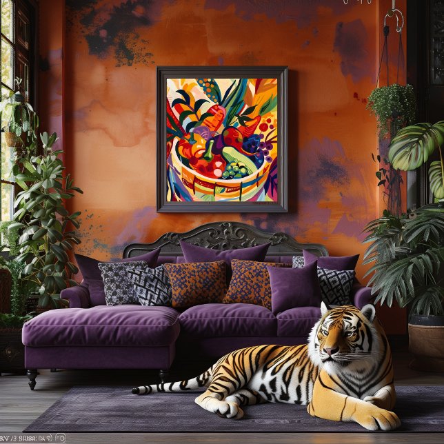 Impressão Em Tela Naturaleza Muerta: Frutas en Estilo Favista. (Criador carregado)