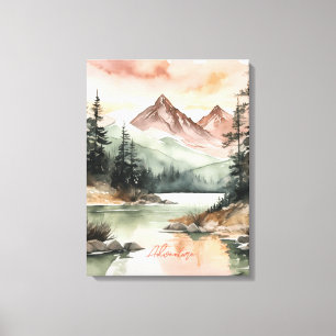 Impressão Em Tela Natureza das Montanhas da Floresta de Aquarela