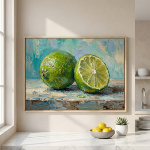 Impressão Em Tela Natureza Morta com Limão Fresco Pintura a óleo – C