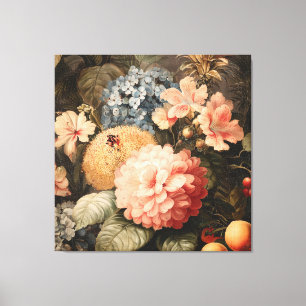 Impressão Em Tela Natureza-Morta Floral Vintage com Florada Vermelha