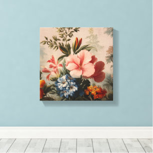 Impressão Em Tela Natureza-morta floral vintage com flores tropicais