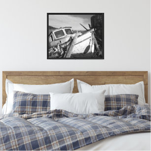 Impressão Em Tela Naufrágio Preto e Branco Abandono