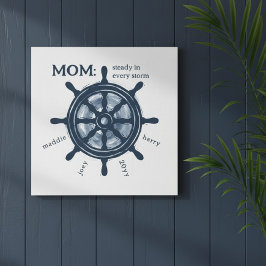 Impressão Em Tela Nautical Heritage Ship Wheel Mom and Family Names