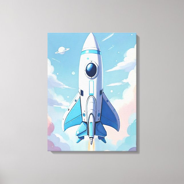 Impressão Em Tela nave espacial voando no céu (Frente)