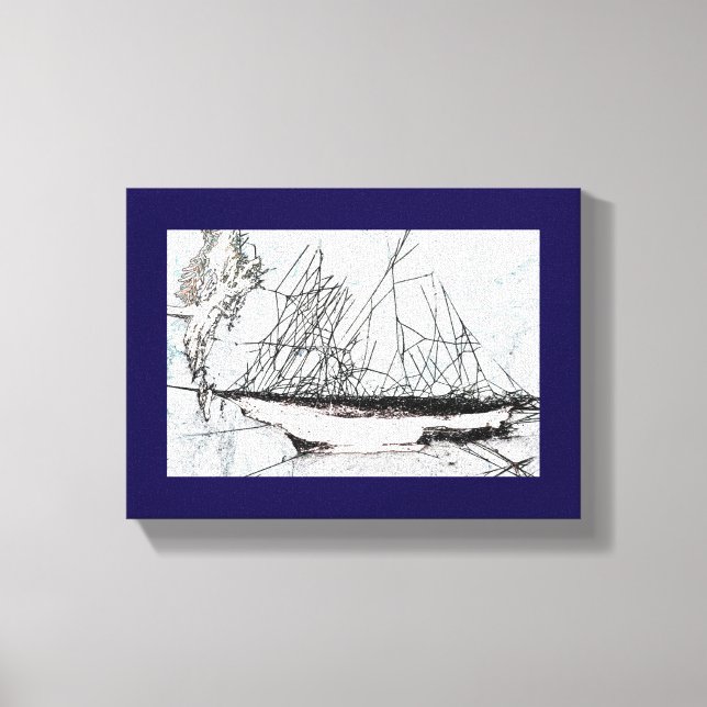 Impressão Em Tela Navegação de Navio de Teia de Aranha Arte Digital  (Frente)