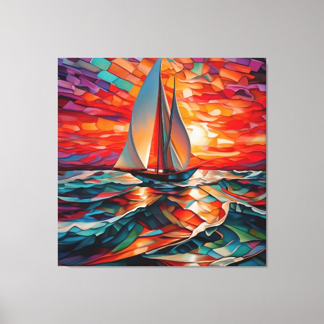 Impressão Em Tela Navegação marítima que atravessa um mar ondulado (Frente)