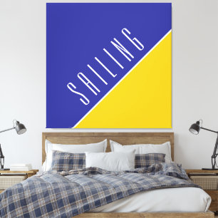 Impressão Em Tela NAVEGANDO Moderno Navy Amarelo Vibrante Bloco de C