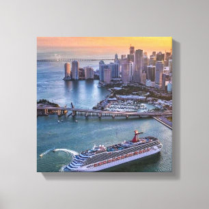 Impressão Em Tela Navio de Cruzeiro do Pôr do Sol de Miami & Paisage