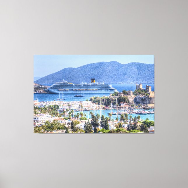 Impressão Em Tela Navio De Cruzeiro E Castelo De Bodrum (Frente)