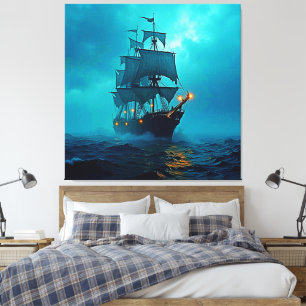 Impressão Em Tela Navio Fantasma na Design do Stormy Seas
