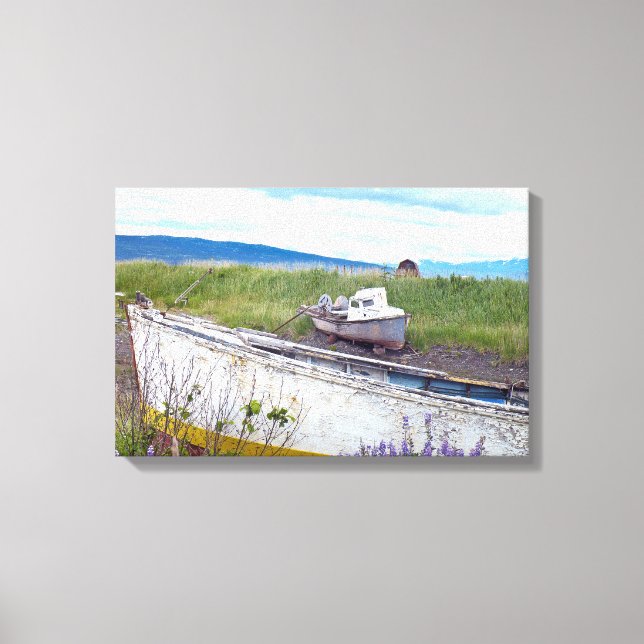 Impressão Em Tela navios de pesca abandonados de madeira no Alasca (Frente)