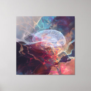 Impressão Em Tela Nebulosa Cerebral Brilhante Energia Neural