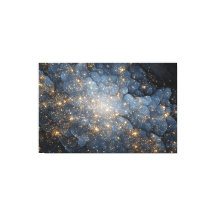 Nebulosa Dourada Brilha Cosmos Azul Meia-Noite