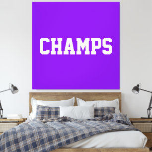 Impressão Em Tela Negrito Esportivo CHAMPS Texto Branco em Roxo Bril