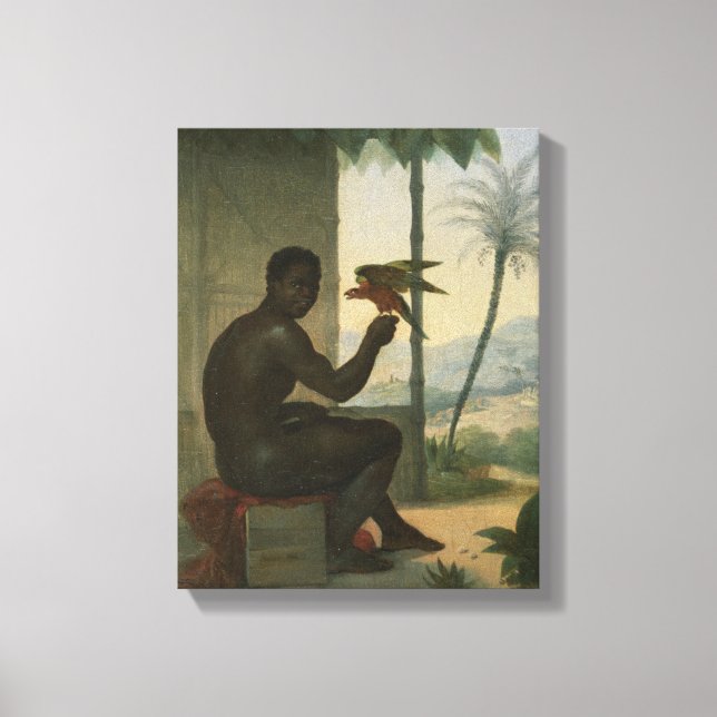 Impressão Em Tela Negro brasileiro com pássaro tropical (Frente)