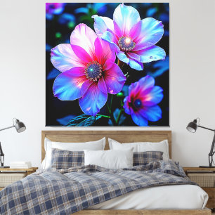 Impressão Em Tela Neon Bloom Flower Magic Design