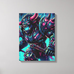 Impressão Em Tela Neon Fury: O Guerreiro Cósmico