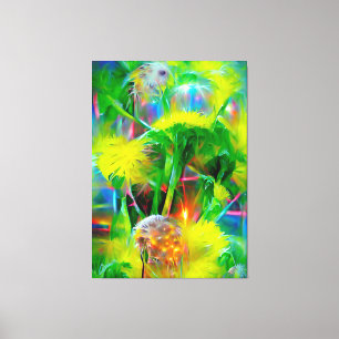 Impressão Em Tela Neon Glow Dandelions no Dream Garden