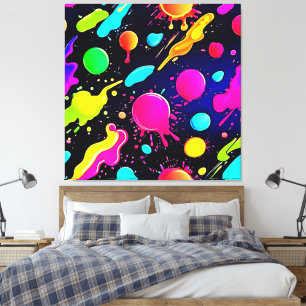 Impressão Em Tela Neon Paint Splatter Design