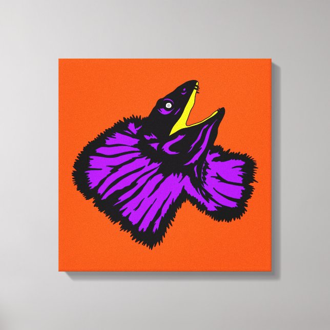 Impressão Em Tela Néon Roxo Estilizado Lizard (Frente)