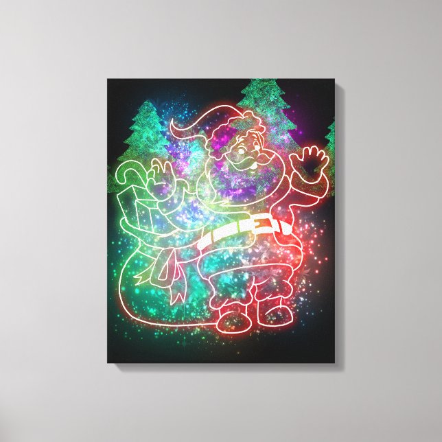 Impressão Em Tela Neon Santa Claus (Frente)
