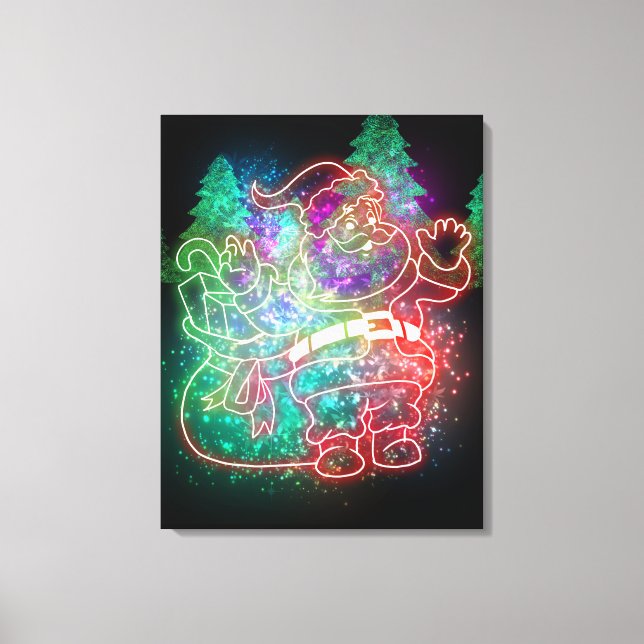 Impressão Em Tela Neon Santa Claus (Frente)