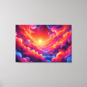Impressão Em Tela Neon Sunset Vibrante