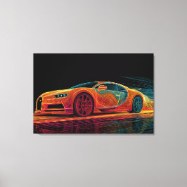 Impressão Em Tela Neon Velocity | Arte Automobilística (36" x 24")
