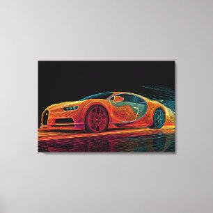 Impressão Em Tela Neon Velocity Arte Automobilística (76cm x 51cm)
