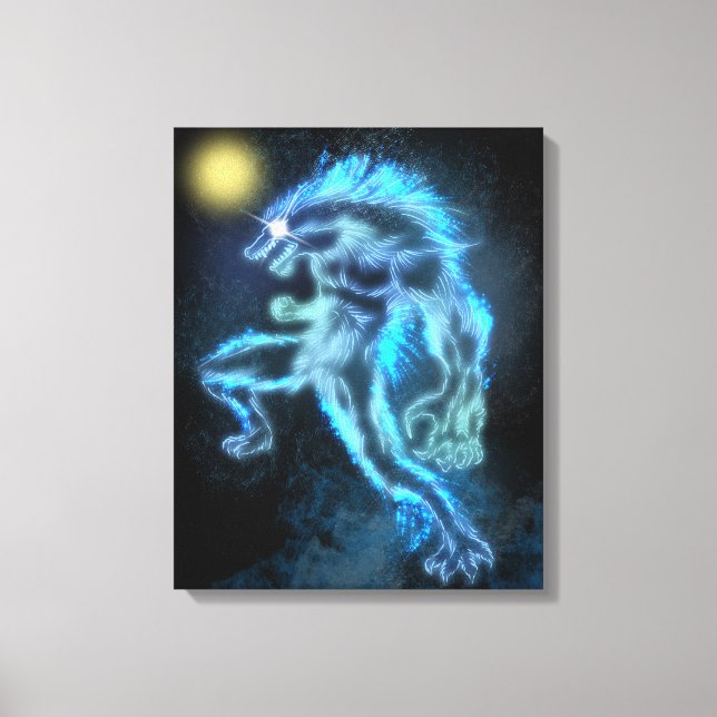 Impressão Em Tela Neon Warewolf (Frente)