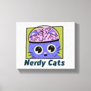 Impressão Em Tela Nerdy Cats, Design do cérebro