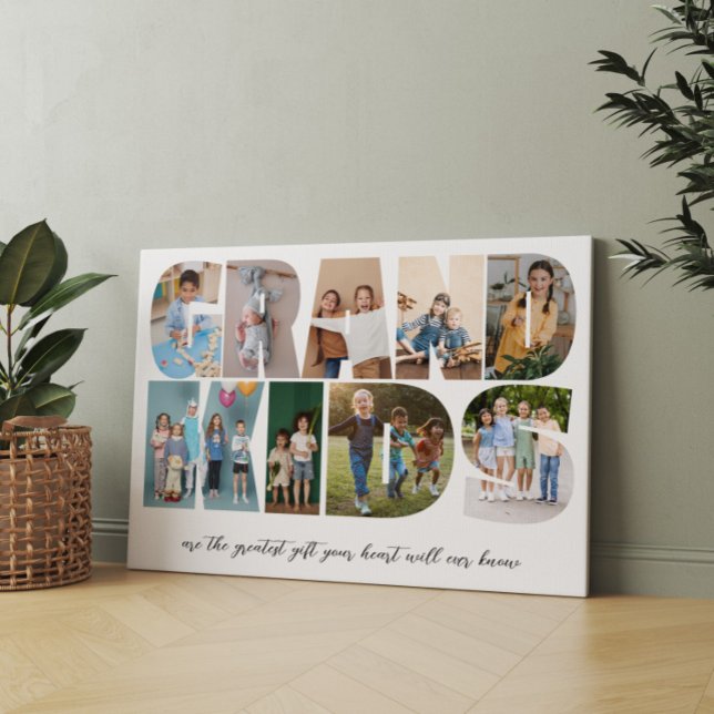 Impressão Em Tela Netos 9 Colagem de Fotos, Presente para Avós (Criador carregado)