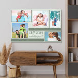 Impressão Em Tela Netos Tornam a vida grande Cinza de colagem fotogr<br><div class="desc">Canvas maravilhosa com colagem personalizada de fotos e citação de netos doces. O modelo de foto é configurado para 5 de suas fotos favoritas trabalhando no sentido horário a partir de cima à esquerda. O texto é escrito à mão e diz "Netos fazem a vida grandiosa". Um presente maravilhoso para...</div>