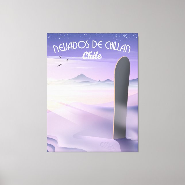 Impressão Em Tela Nevados de Chillan, poster de Snowboard do Chile. (Frente)