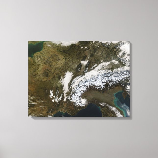 Impressão Em Tela Neve, nevoeiro e nuvens baixas na Europa Ocidental (Frente)