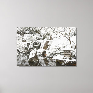 Impressão Em Tela Neve no Jardim Japonês de Portland, 2